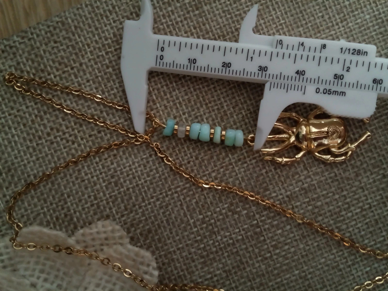 Collier scarabée et pierres d'Opale bleu naturelles – photo 4